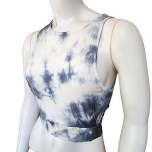 Don't Ask Why White & Blue Tie Dye Side Cut-Out Tank Top (OS)